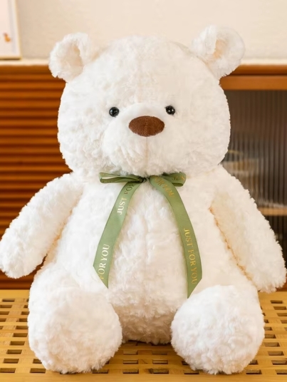 Premium brown teddy bear plush toy with soft fur and ribbon, luxury baby comfort companion for cuddling, nursery décor and newborn gifting.