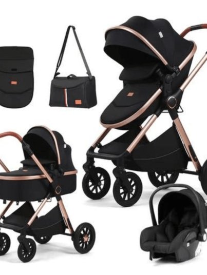 A baby stroller with multi functions.
