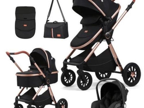 A baby stroller with multi functions.