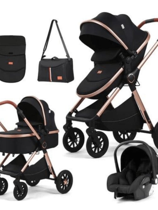 A baby stroller with multi functions.